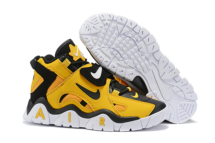 2019 Men Nike Air Barrage Mid QS Yellow Black White Shoes - Click Image to Close